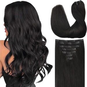 Goo Goo Natural Black Remy Human Hair 20 Inch Clip In Hair Extensions